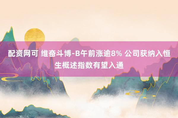 配资网可 维奋斗博-B午前涨逾8% 公司获纳入恒生概述指数有望入通