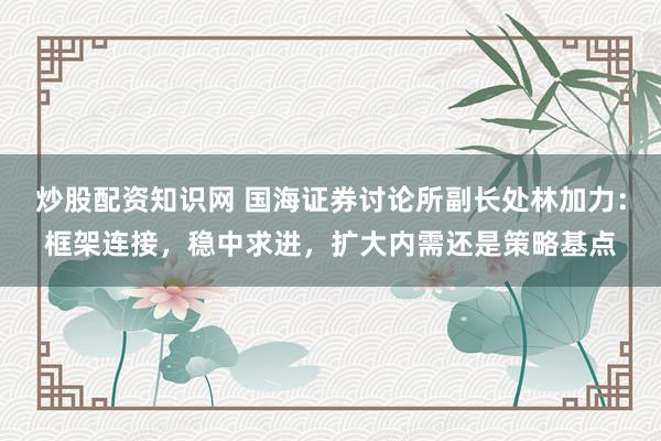 炒股配资知识网 国海证券讨论所副长处林加力：框架连接，稳中求进，扩大内需还是策略基点